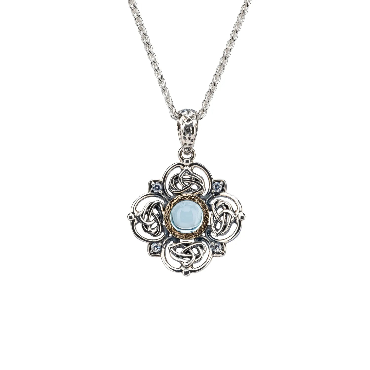 Keith Jack Sterling Silver + 10k Bezel Sky Blue Topaz & CZ Celestial Small Pendant