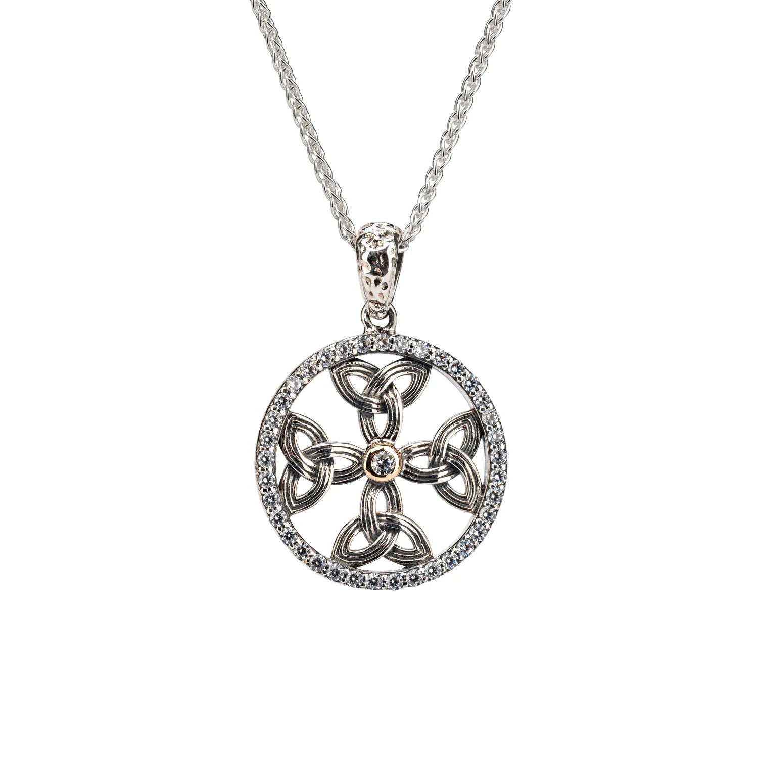 Keith Jack Sterling Silver + 10k CZ Celtic Cross Pendant