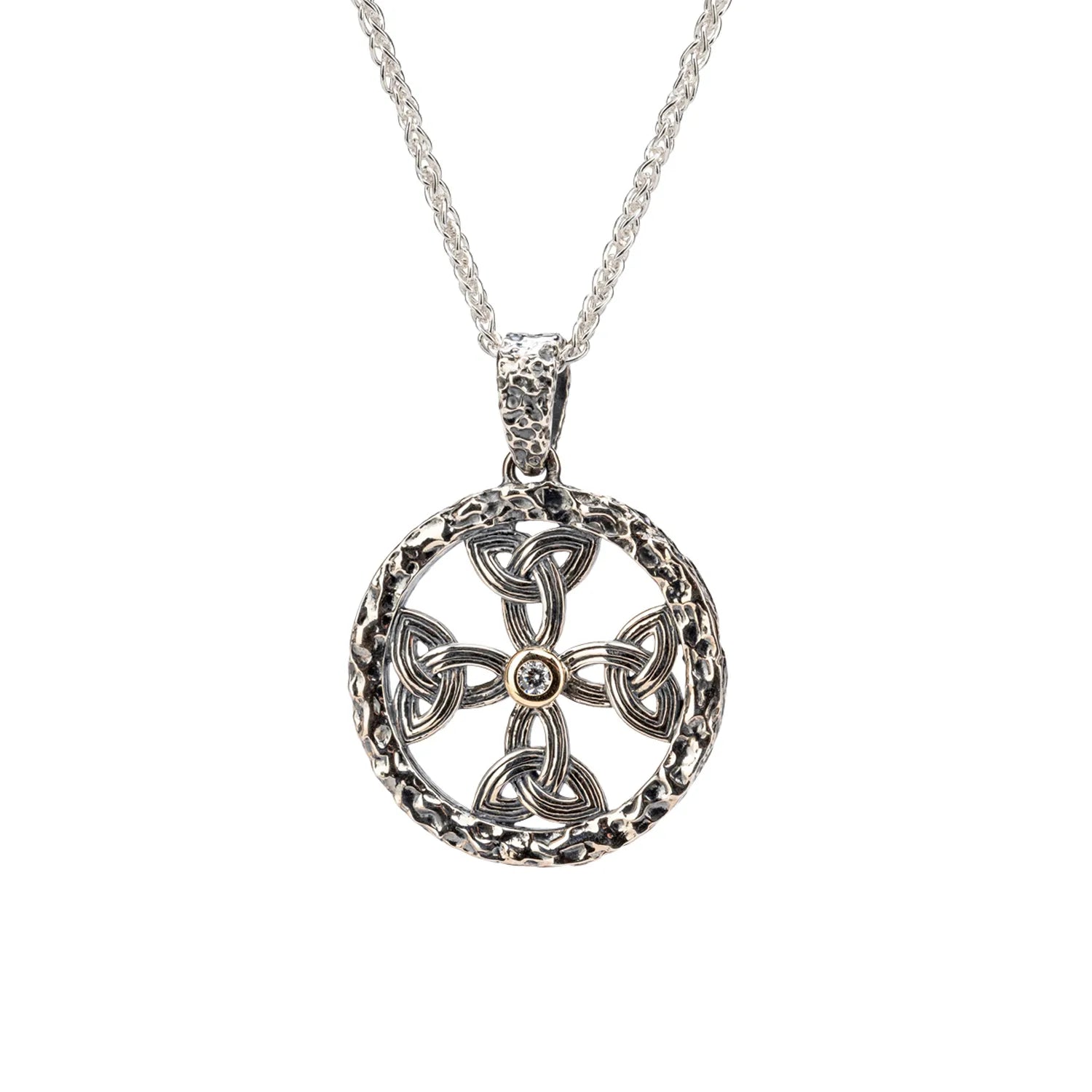 Keith Jack Sterling Silver + 10k CZ Celtic Cross Pendant