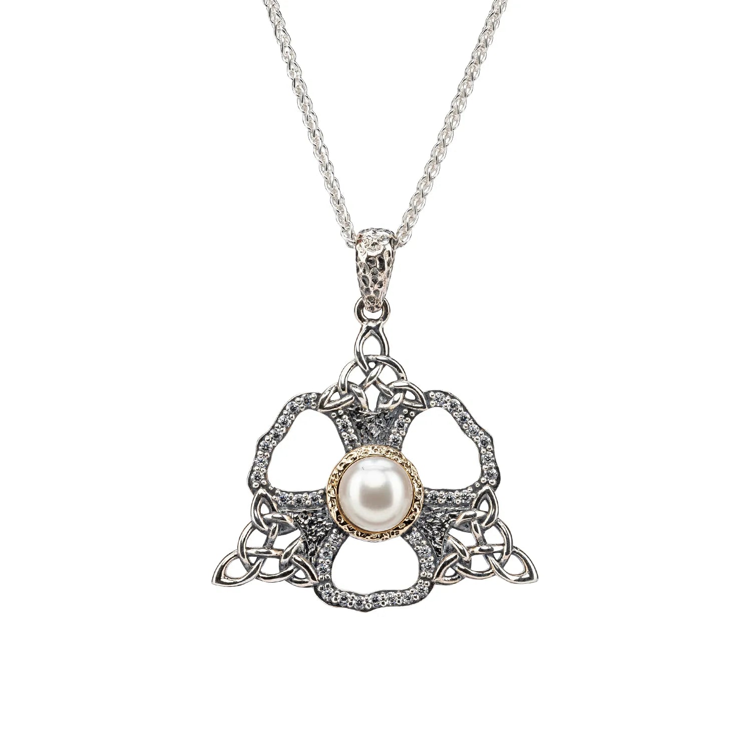 Keith Jack Sterling Silver + 10k Fresh Water Pearl & CZ Celestial Pendant