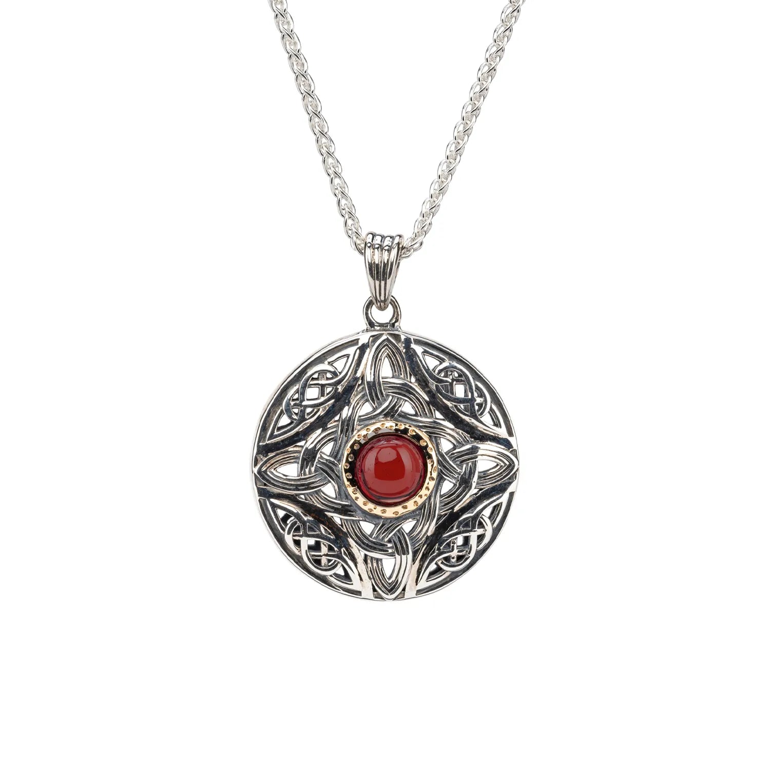 Keith Jack Sterling Silver + 10k Garnet Round Aphrodite Pendant