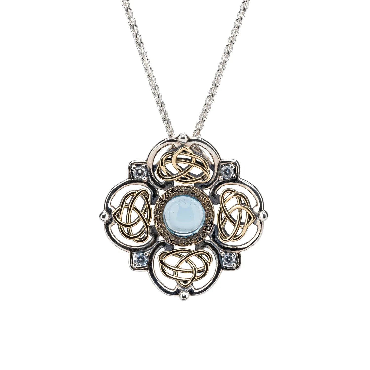 Keith Jack Sterling Silver + 10k Sky Blue Topaz & CZ Celestial Pendant