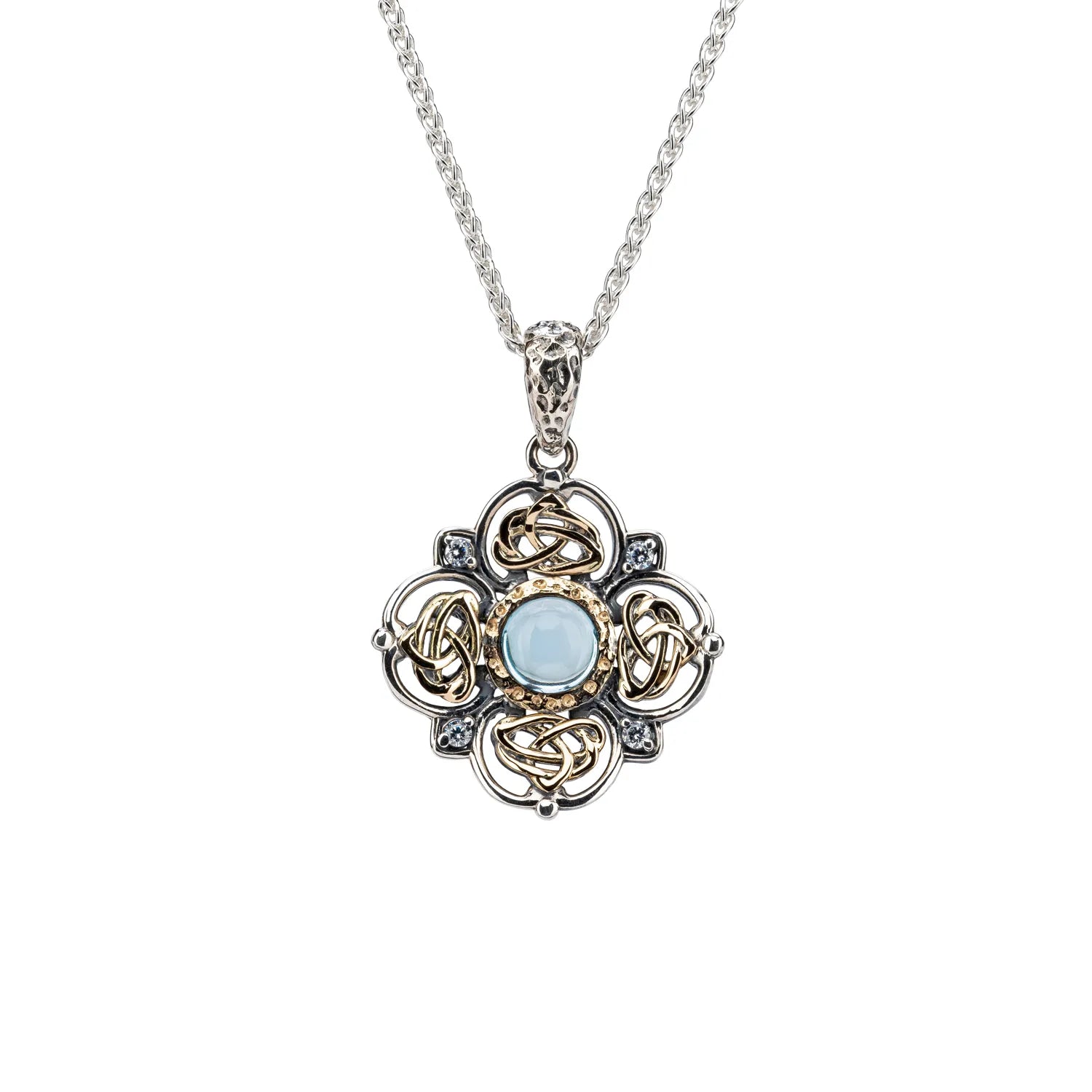 Keith Jack Sterling Silver + 10k Sky Blue Topaz & CZ Celestial Small Pendant