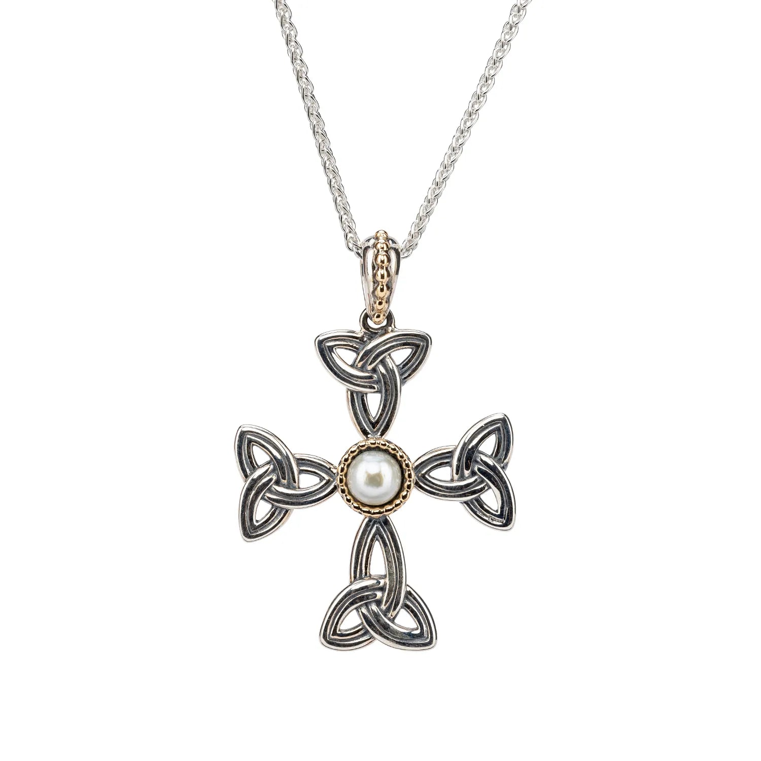 Keith Jack Sterling Silver Fresh Water Pearl  Aphrodite Cross Pendant