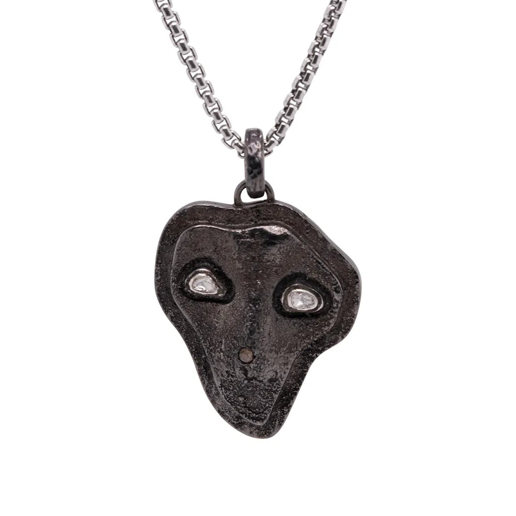 Keith Jack Sterling Silver Large Raw Diamond .18ctw Black Rhodium Healer Pendant