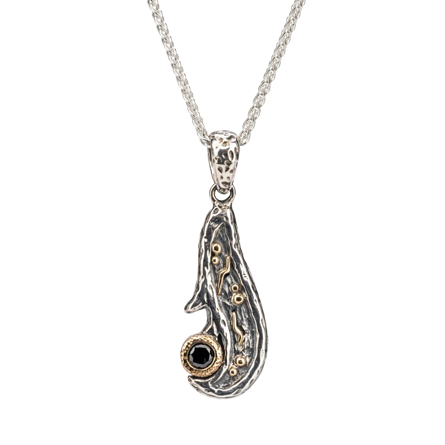 Keith Jack Sterling Silver Oxidized + 10k Black CZ Rocks 'n Rivers Pendant