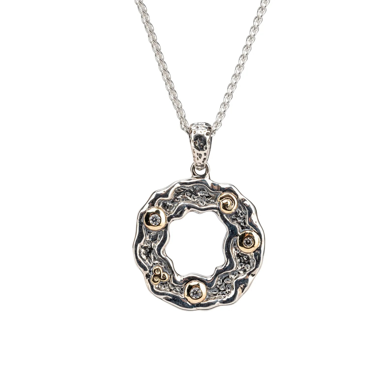 Keith Jack Sterling Silver Oxidized + 10k CZ Rocks 'n Rivers Pendant....