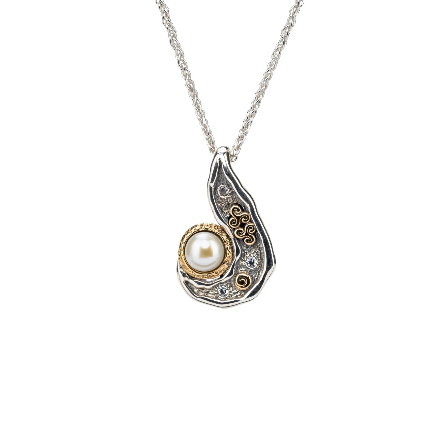 Keith Jack Sterling Silver Oxidized + 10k Fresh Water Pearl & CZ Aphrodite Pendant