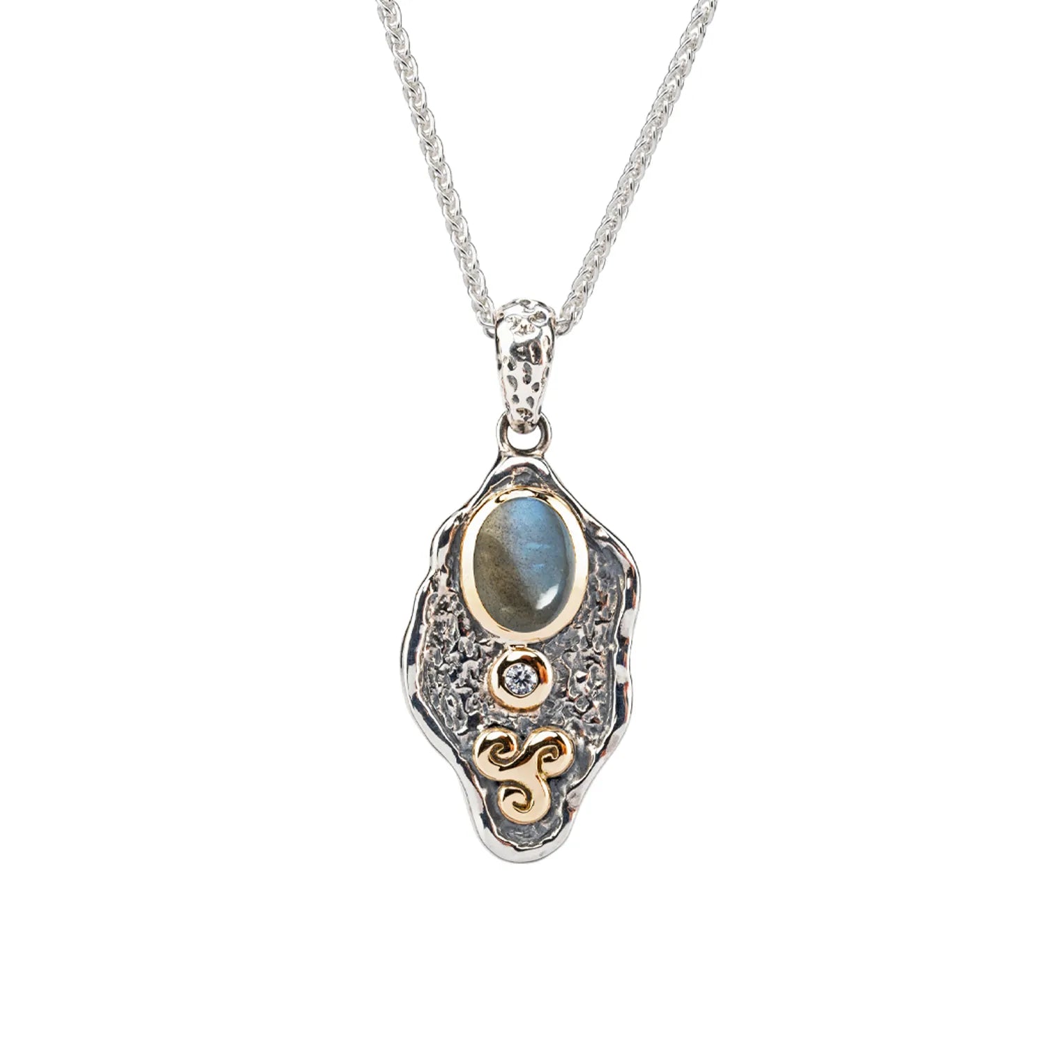 Keith Jack Sterling Silver Oxidized + 10k Labradorite & CZ Rocks 'n Rivers Pendant