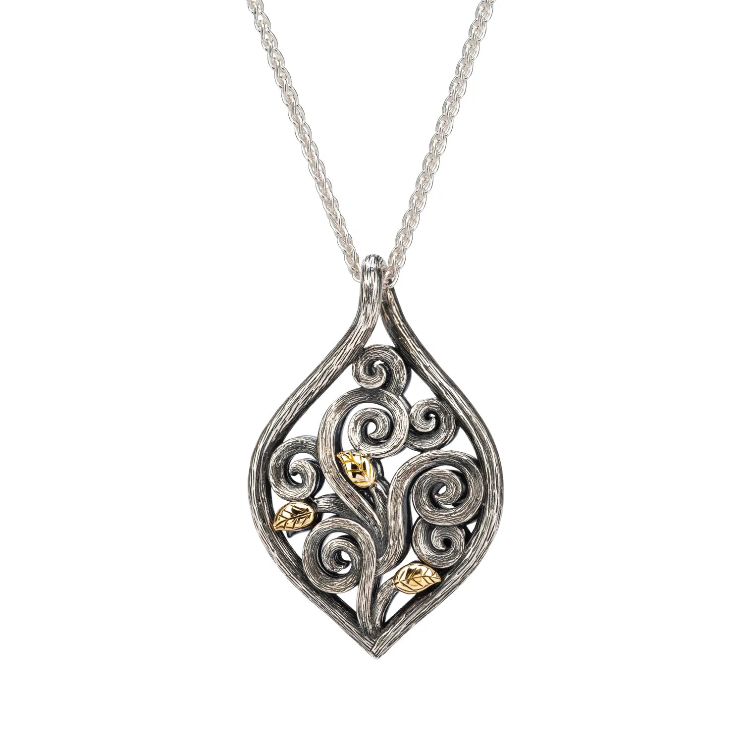 Keith Jack Sterling Silver Oxidized + 10k Tree of Life Pendant