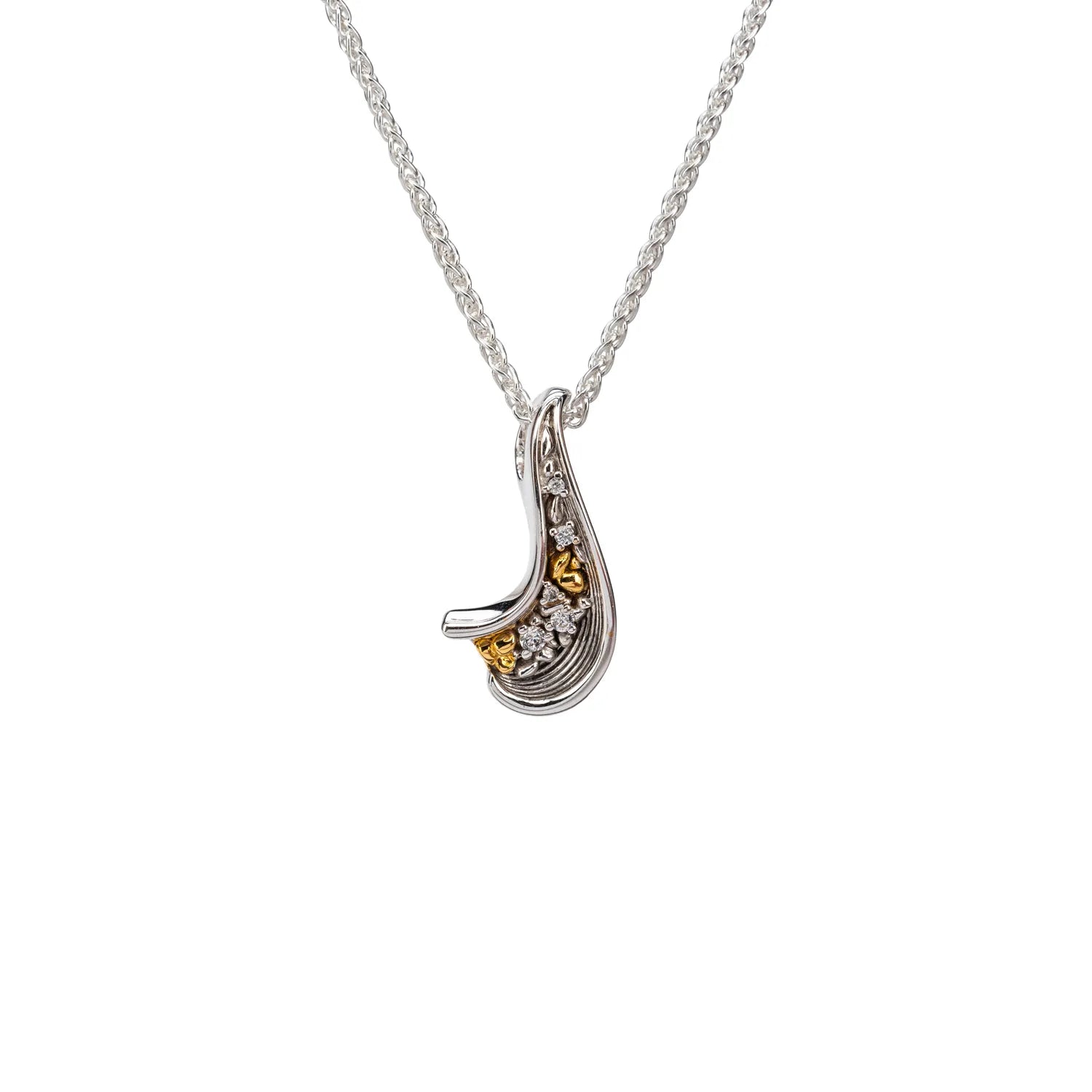 Keith Jack Sterling Silver Rhodium + 10k CZ Rocks 'n Rivers Pendant