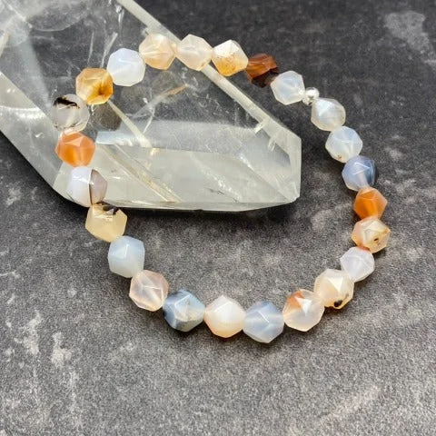 Madagascar Dendritic Orange Agate Crystal Stretch Bracelet