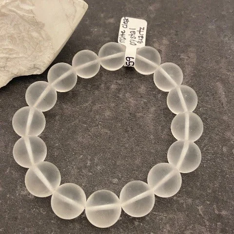 Matte Clear Crystal Quartz Stretch Bracelet