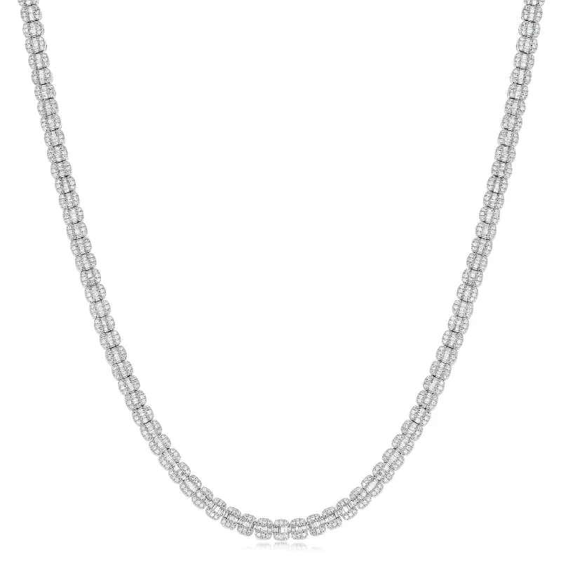 MIxed Baguette & Round Diamond Necklace