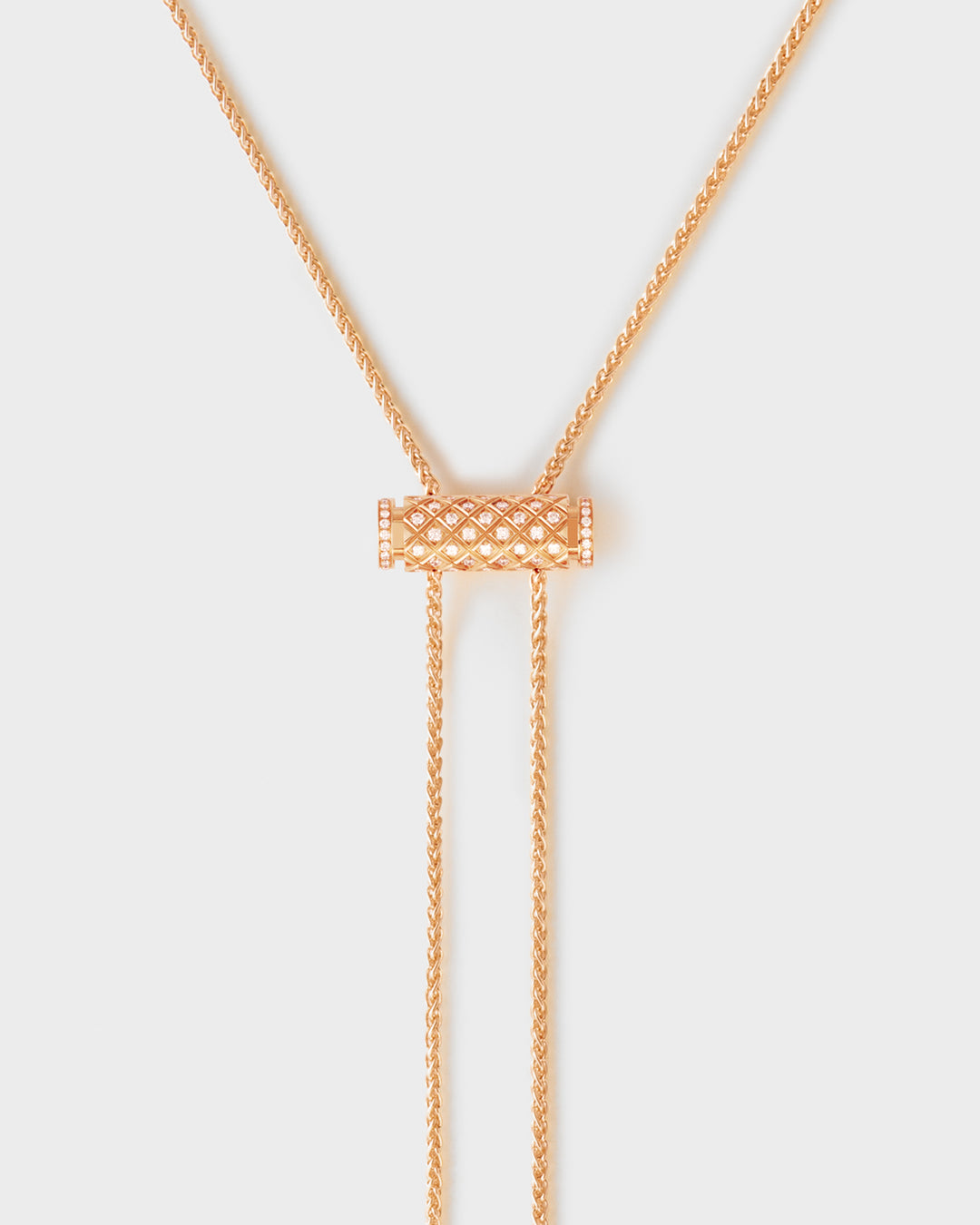 Diamond Latch Pendant on GM Chain in Rose Gold