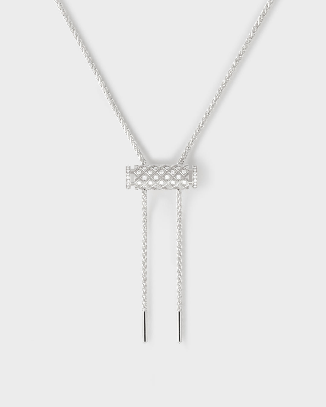 Diamond Latch Pendant on MM Chain in White Gold