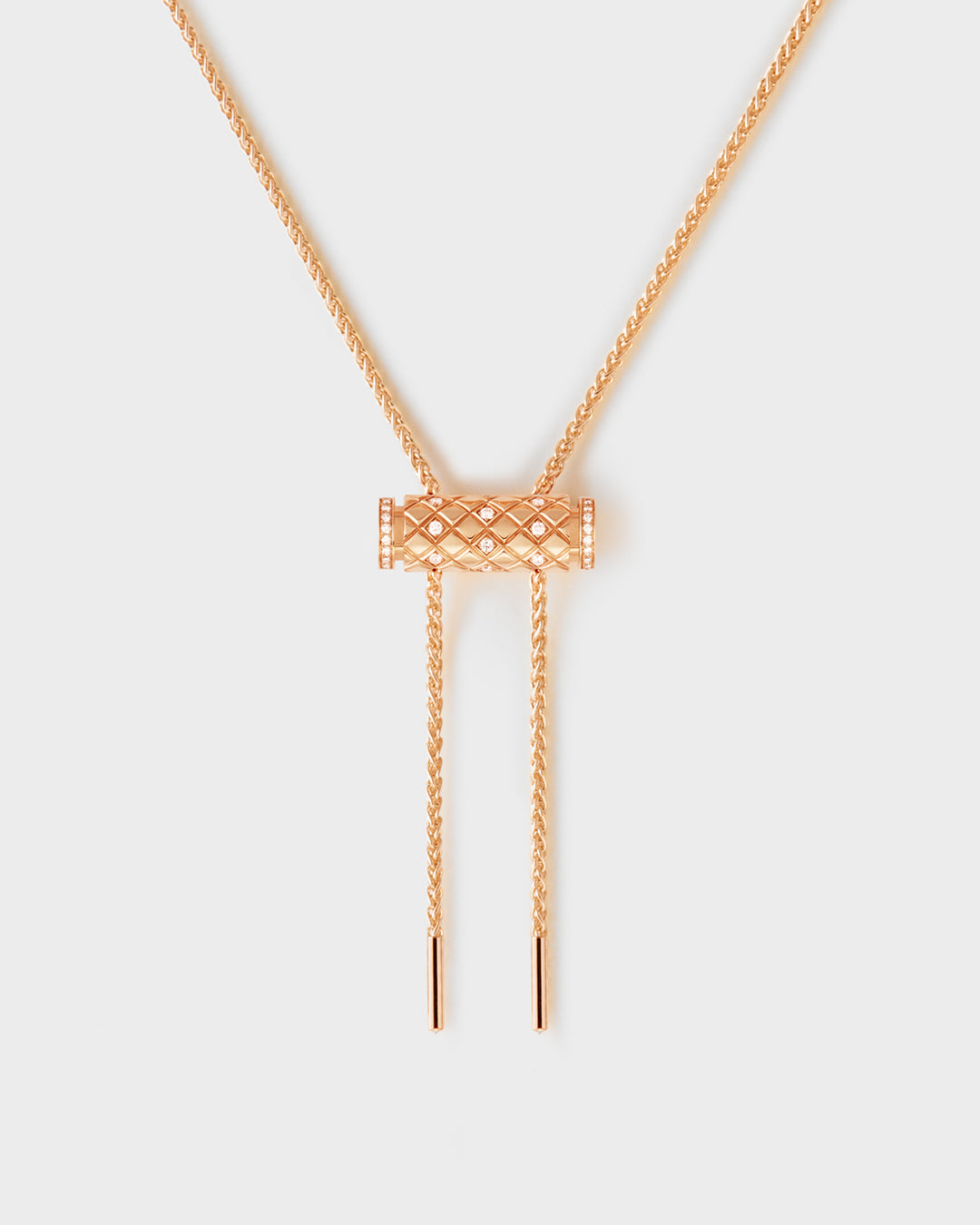 Semi-Paved Latch Pendant on MM Chain in Rose Gold