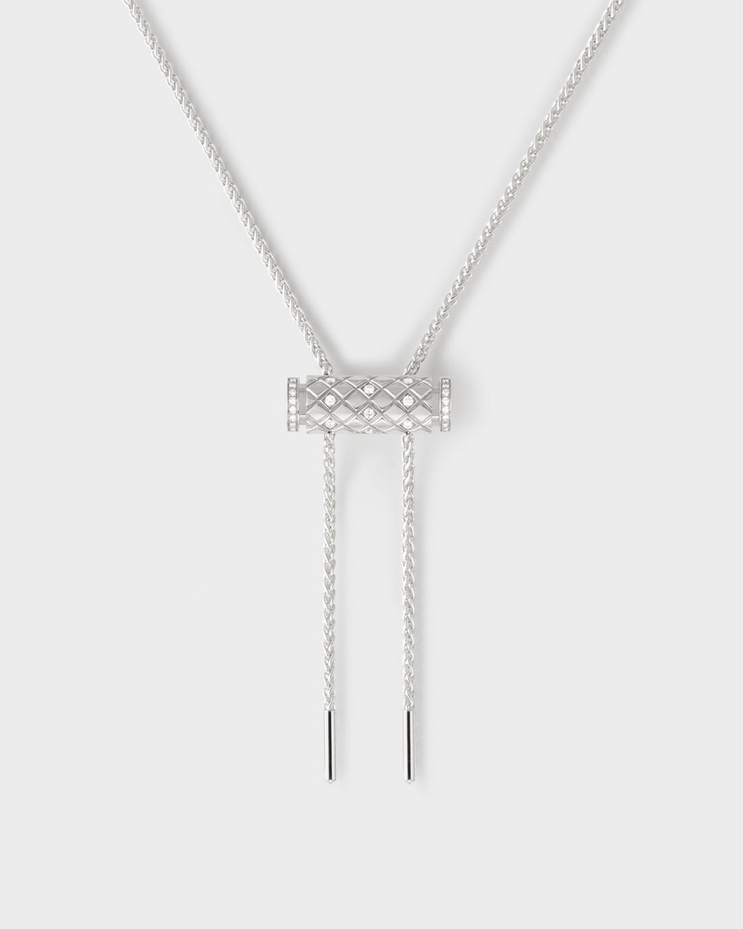 Semi-Paved Latch Pendant on MM Chain in White Gold