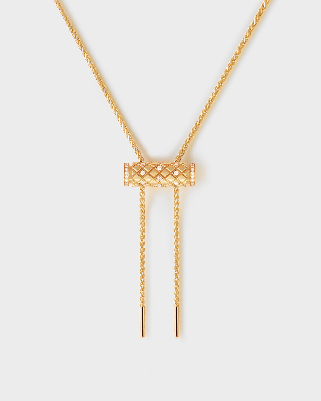 Semi-Paved Latch Pendant on MM Chain in Yellow Gold