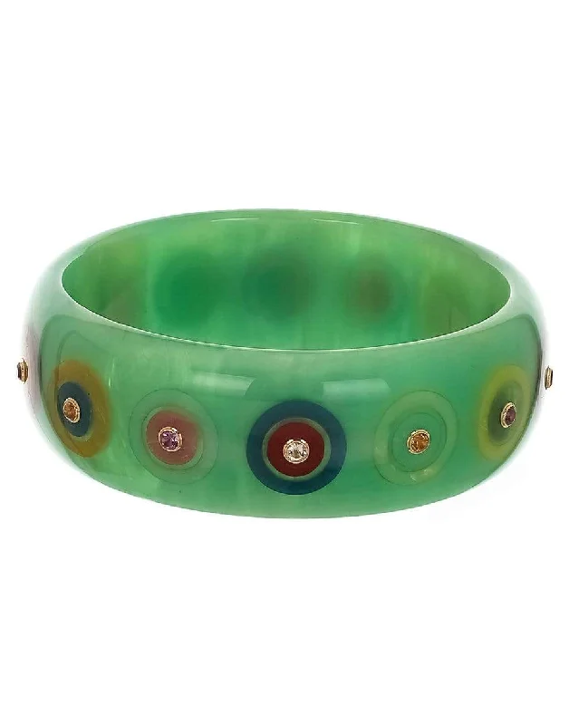 Multi Stone Green Bakelite Bangle