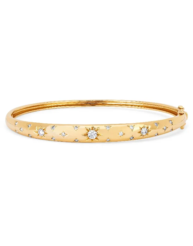 Pave Star Set Diamond Bangle