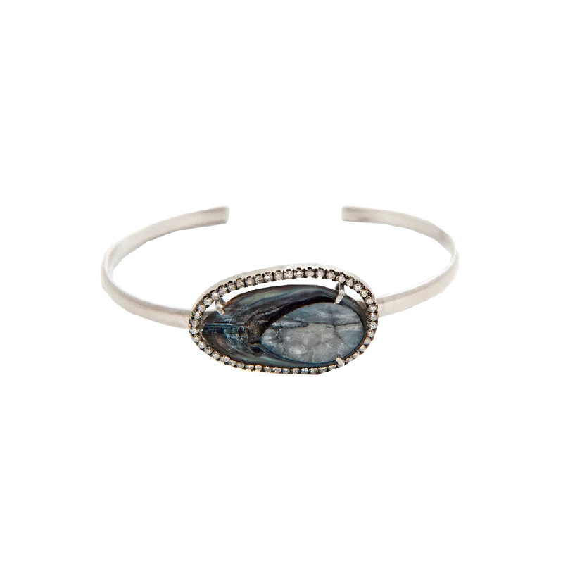 Pearl-Slice and Pave Bangle