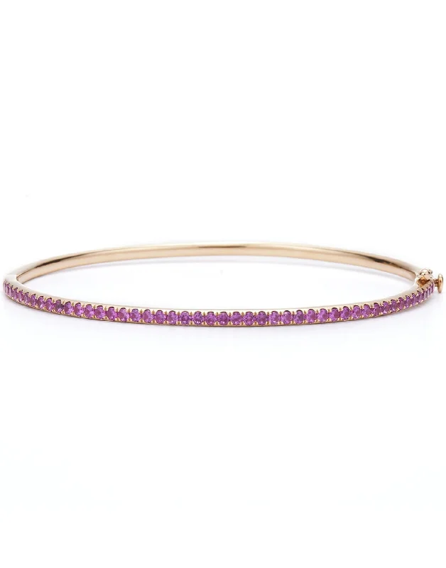 Pink Sapphire Slim Stackable Bangle