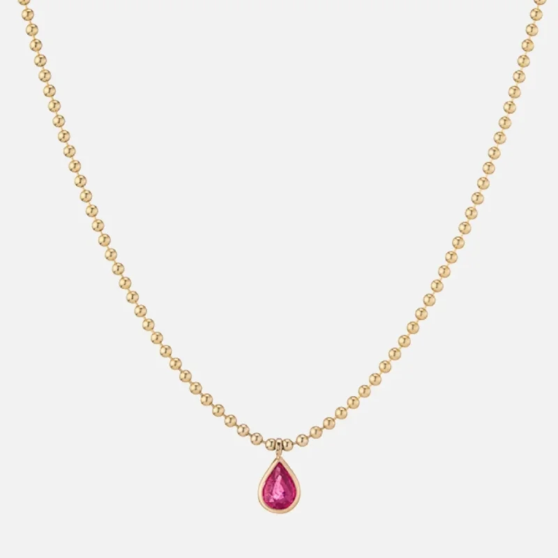 Pink Tourmaline Ball Chain Necklace