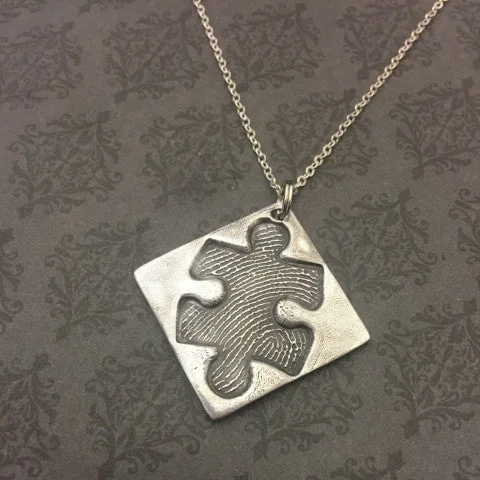 Puzzle Piece Fingerprint - Keychain or Necklace - EXCLUSIVE Design