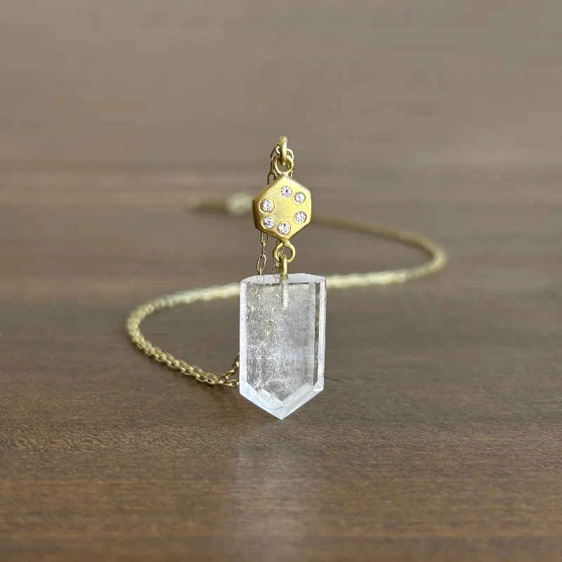 Quartz Pentagon Necklace with Diamonds