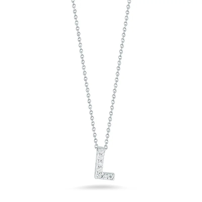 ROBERTO COIN Tiny Treasures Diamond Love Letter "L" Necklace