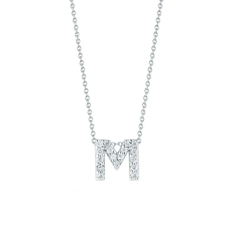 ROBERTO COIN Tiny Treasures Diamond Love Letter "M" Necklace