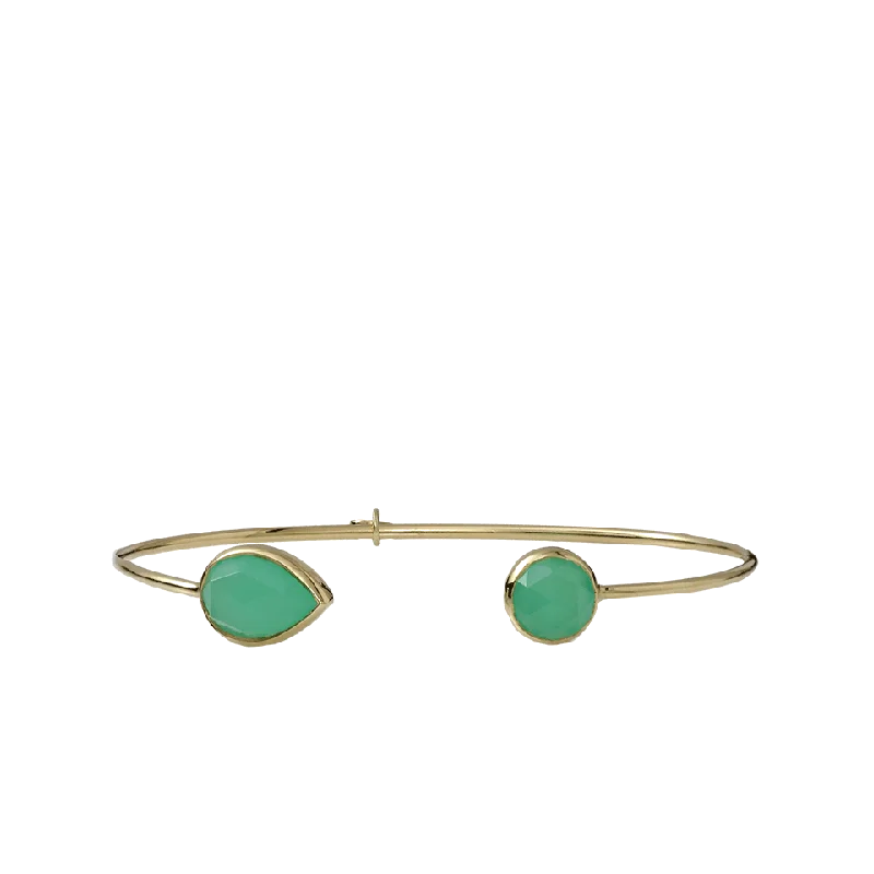 Round And Pear Shape Chrysoprase Bangle