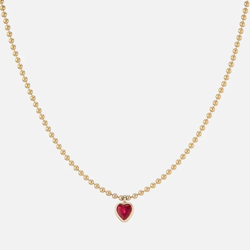 Rubellite Ball Chain Necklace