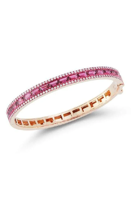 Rubellite & Diamond Origami Bangle 