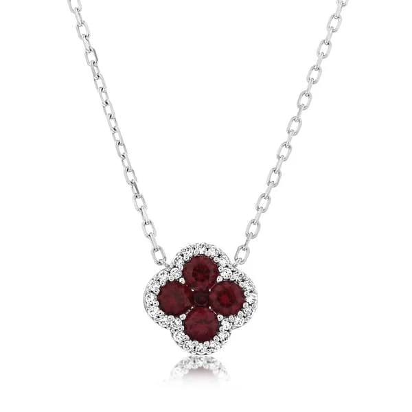 Ruby & Diamond Flower Necklace