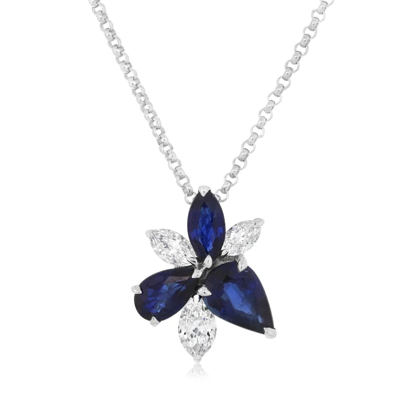 Sapphire & Diamond Cluster Necklace