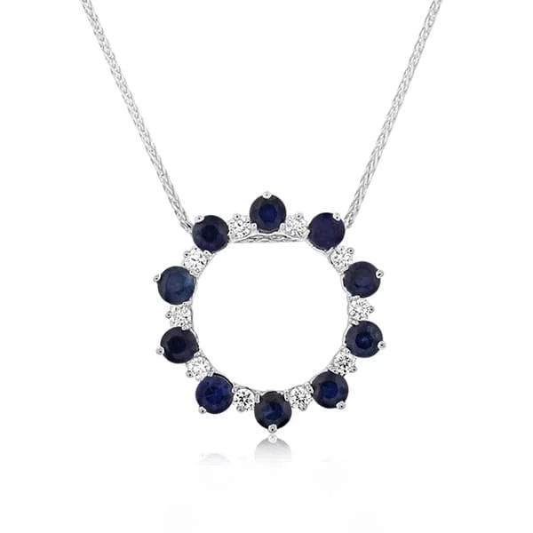 Sapphire & Diamond Open Circle Pendant