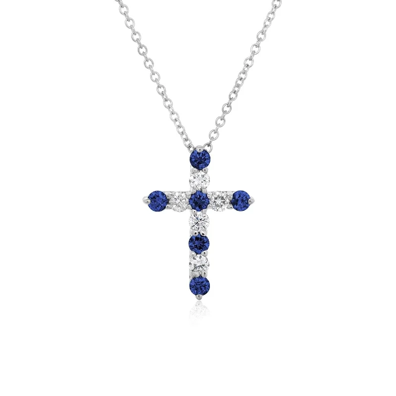 Sapphire and Diamond Cross Pendant