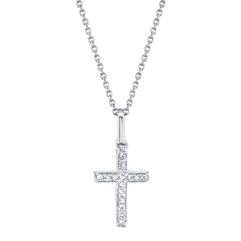 0.06CT 14K W/G DIAMOND CROSS NECKLACE