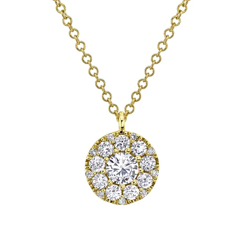 0.22CT-CTR(ROUND) 0.28CT-SIDE 14K Y/G DIAMOND CLUSTER NECKLACE