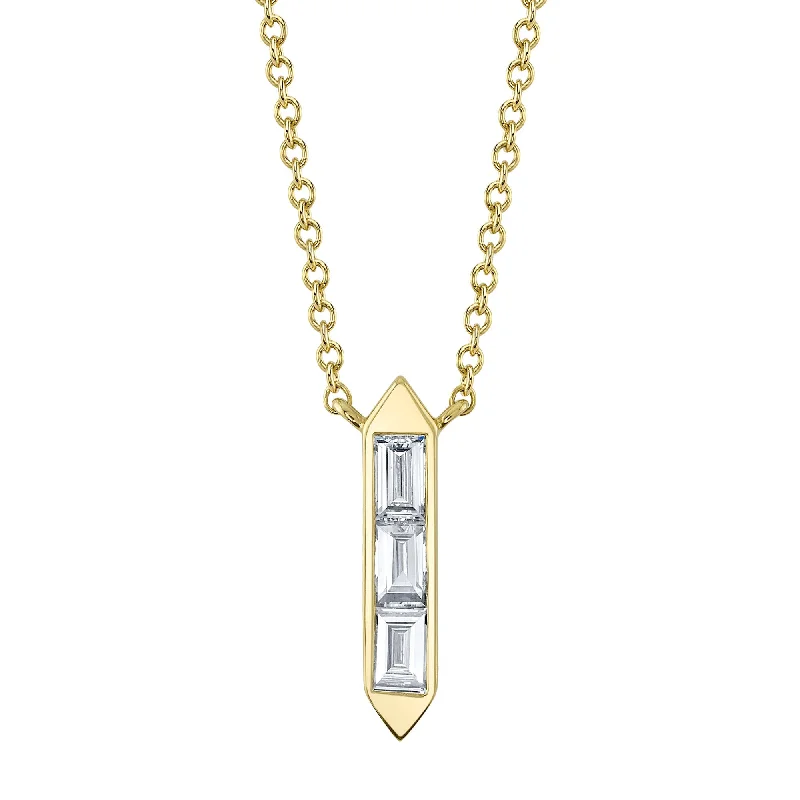 0.18CT 14K Y/G DIAMOND BAGUETTE NECKLACE