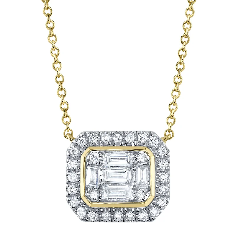 0.41CT 14K Y/G DIAMOND BAGUETTE NECKLACE