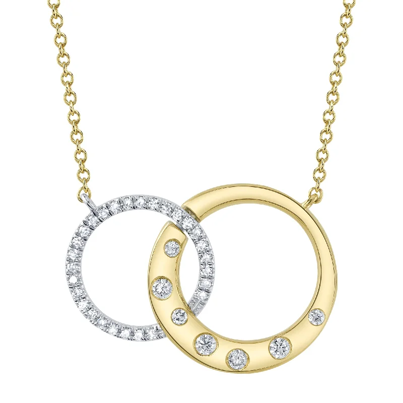 0.16CT 14K2T Y/W DIAMOND CIRCLE NECKLACE