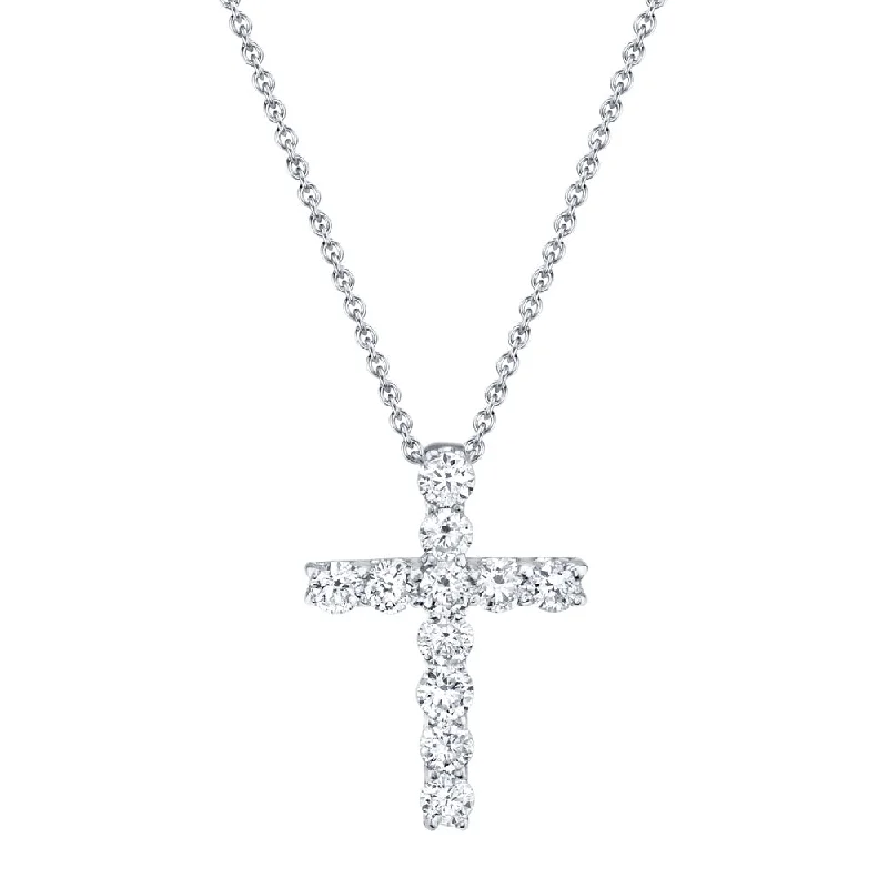 0.32CT 14K W/G DIAMOND CROSS NECKLACE