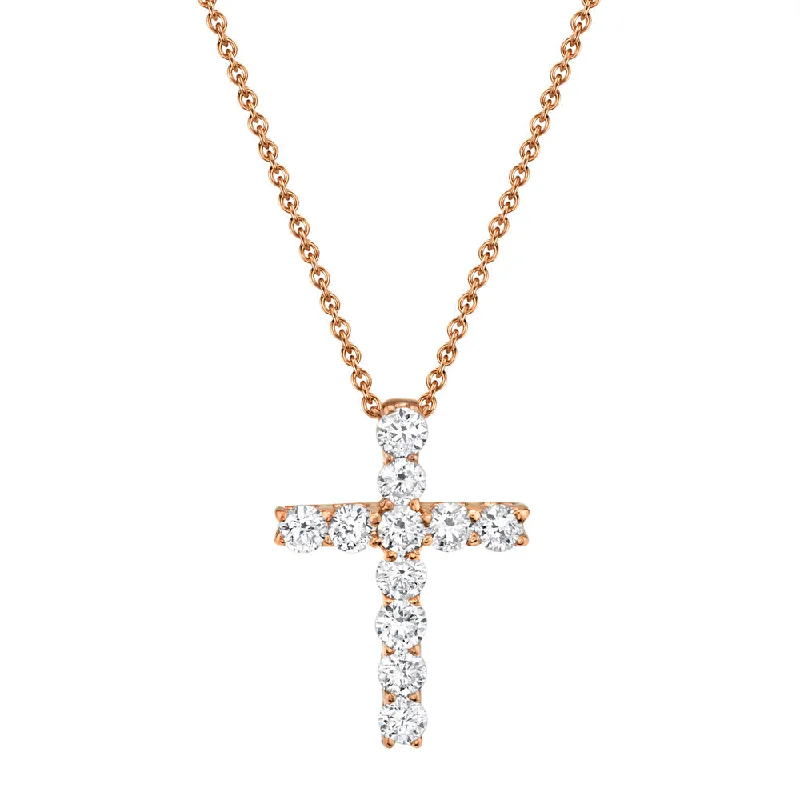 0.32CT 14K R/G DIAMOND CROSS NECKLACE