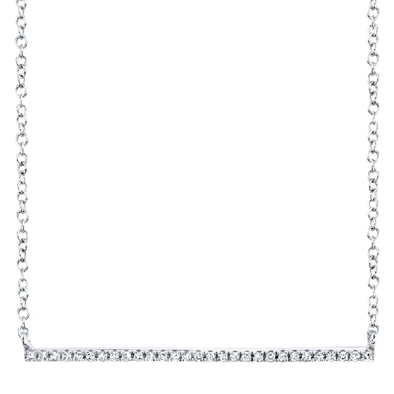 0.08CT 14K W/G DIAMOND BAR NECKLACE