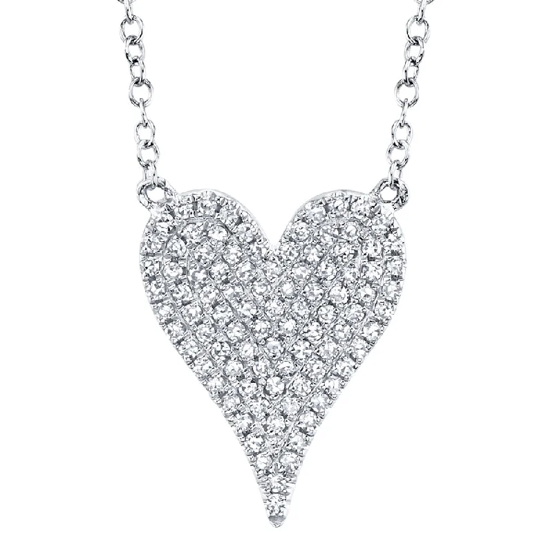 0.21CT 14K W/G DIAMOND PAVE HEART NECKLACE