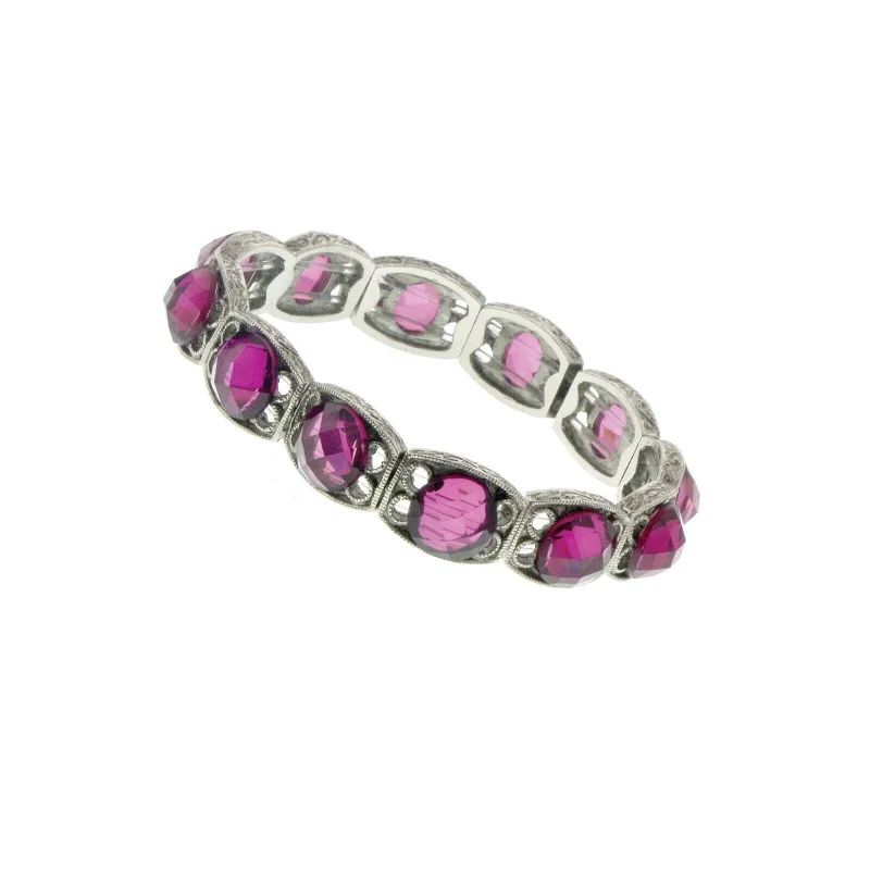 2028 Jewelry Round Purple Fuchsia Stretch Bracelet