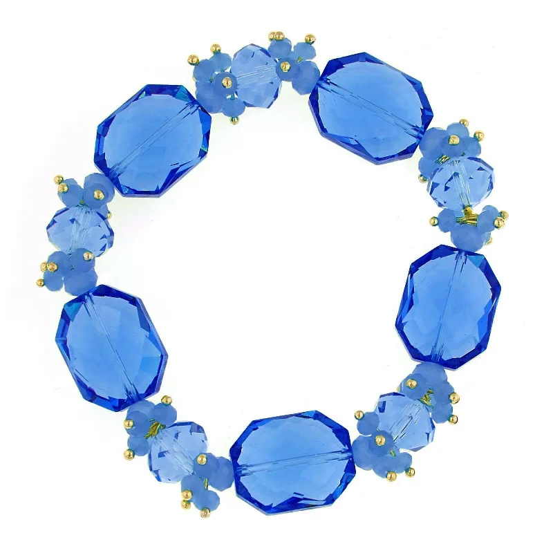 2028 Jewelry Bright Blue Beaded Stretch Bracelet